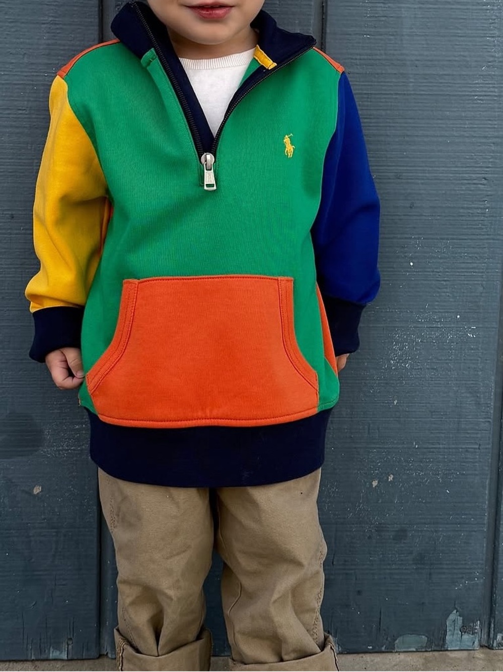 Polo Ralph Lauren Color Block Quarter Zip Sweatshirt. 5
